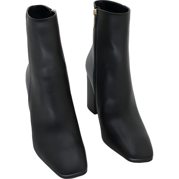 Michael Kors Hazel Block Heel Ankle Boots Black Zip Square Toe US 9M - Picture 1 of 6